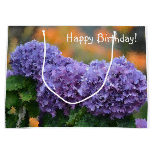 Bolsa De Regalo Grande Feliz cumpleaños Impresionante Púrpura Hydrangea