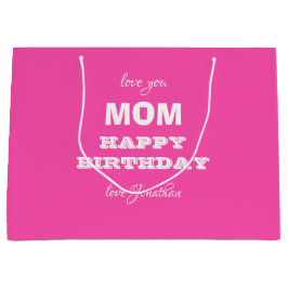 Bolsa De Regalo Grande Feliz cumpleaños MOM Elegant Script Name Modern