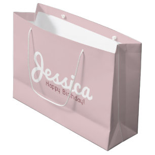 Bolsa De Regalo Grande Feliz cumpleaños, nombre de Personalizable Oro r
