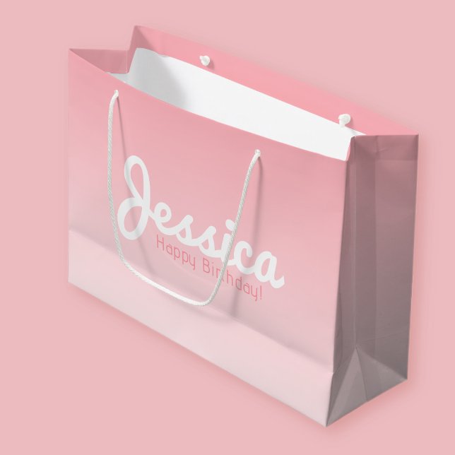Bolsa De Regalo Grande Feliz cumpleaños, nombre de Personalizable | Rosa  (Subido por el creador)