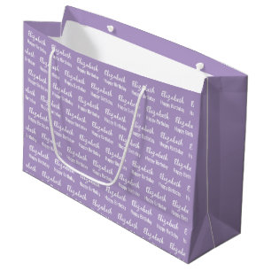Bolsa De Regalo Grande Feliz Cumpleaños Nombre en Letra Script Blanca Pál