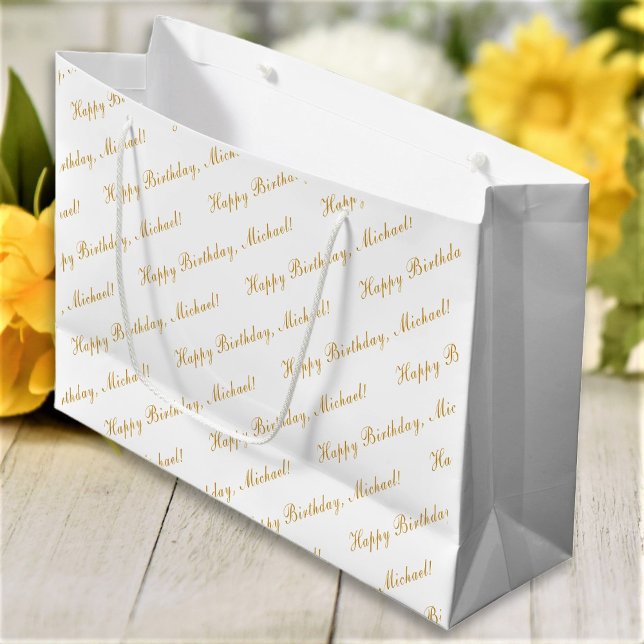 Bolsa De Regalo Grande Feliz Cumpleaños Nombre Personalizado Elegante Bol (Subido por el creador)