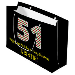 Bolsa De Regalo Grande Feliz cumpleaños número 51 y Feliz Navidad, nombre