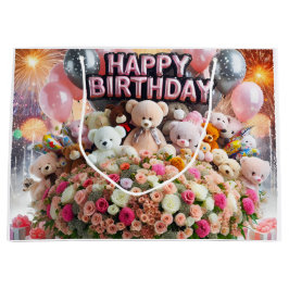 Bolsa De Regalo Grande Feliz cumpleaños, oseznos, por Natasha Us