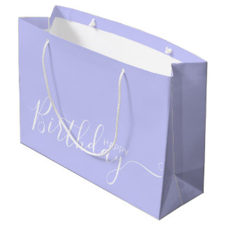 Bolsa De Regalo Grande Feliz cumpleaños Periwinkle White Elegant