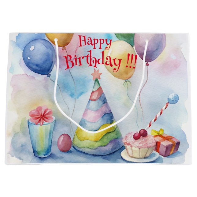Bolsa De Regalo Grande ¡Feliz cumpleaños! ¡Personalizable (Anverso)