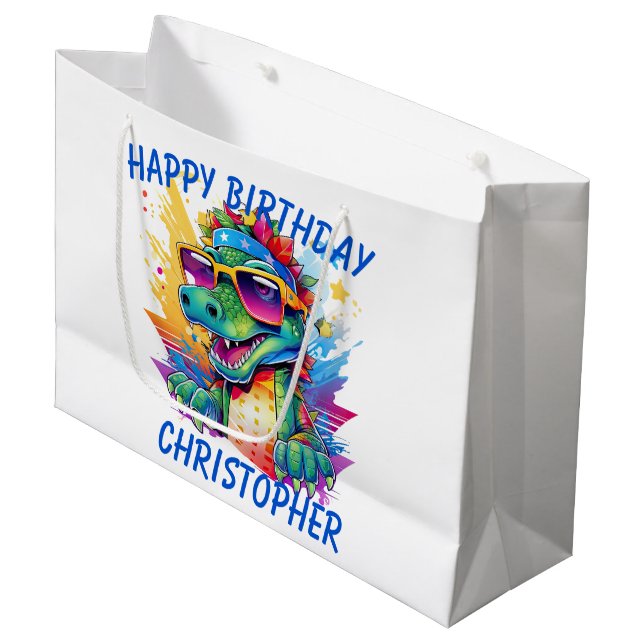 Bolsa De Regalo Grande Feliz cumpleaños personalizado de cocodrilos (Angulo Anverso)