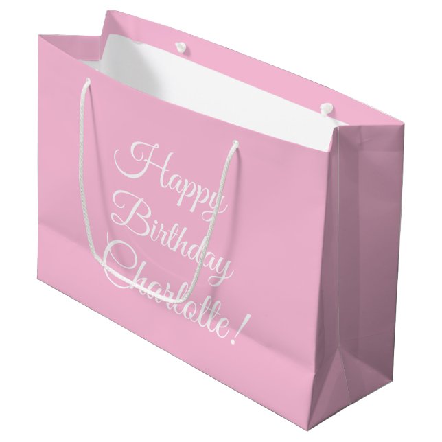 Bolsa De Regalo Grande Feliz cumpleaños personalizado nombre del guión te (Angulo Anverso)