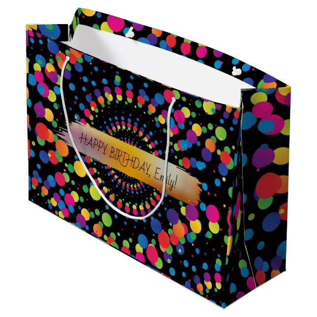 Bolsa De Regalo Grande Feliz cumpleaños Personalizado Textos moda La Pers (Angulo reverso)