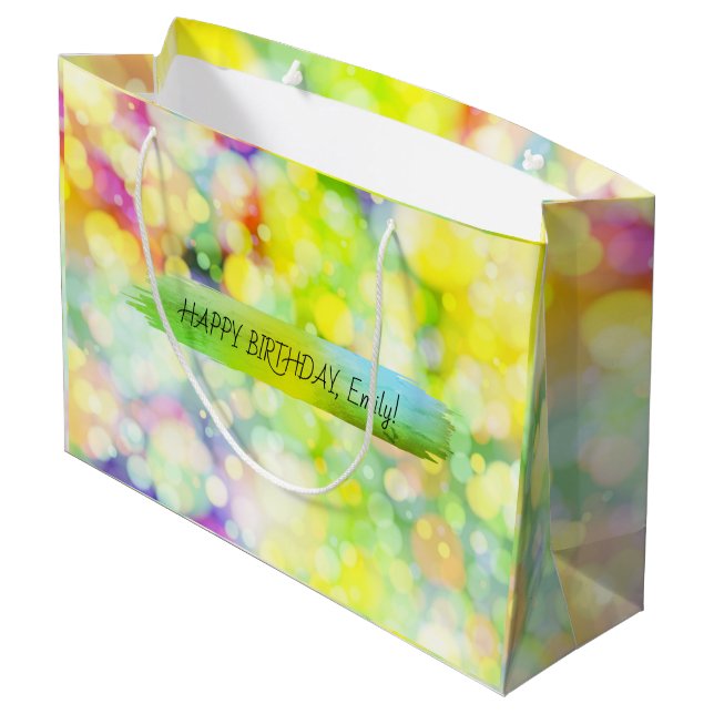 Bolsa De Regalo Grande Feliz cumpleaños Personalizado Textos moda Persona (Angulo reverso)