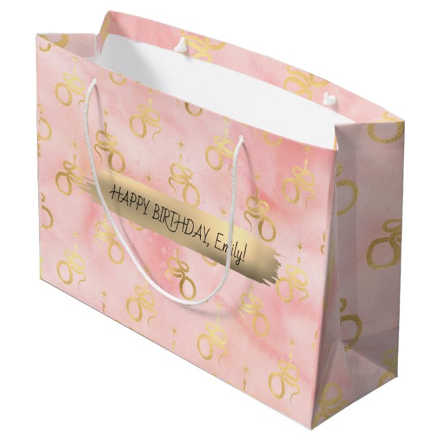 Bolsa De Regalo Grande Feliz cumpleaños Personalizado Textos moda Persona (Angulo reverso)
