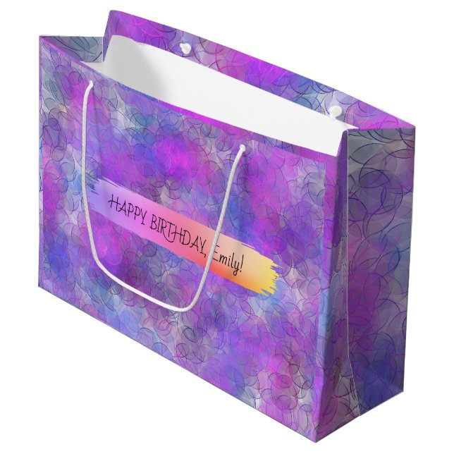 Bolsa De Regalo Grande Feliz cumpleaños Personalizado Textos moda Persona (Angulo Anverso)