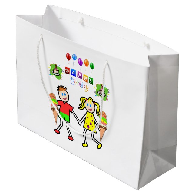 Bolsa De Regalo Grande Feliz cumpleaños regalo bolso gemelo (Angulo reverso)