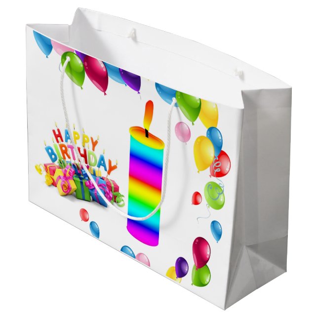 Bolsa De Regalo Grande Feliz cumpleaños regalo Globos de velas de bolsos (Angulo reverso)