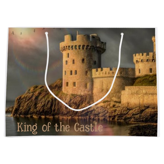 Bolsa De Regalo Grande Feliz Cumpleaños Rey Del Castillo (Anverso)