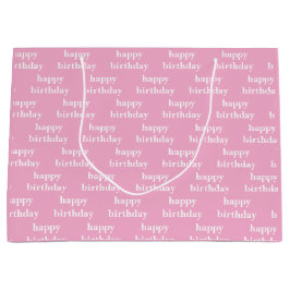 Bolsa De Regalo Grande Feliz cumpleaños rosa y blanco personalizado 