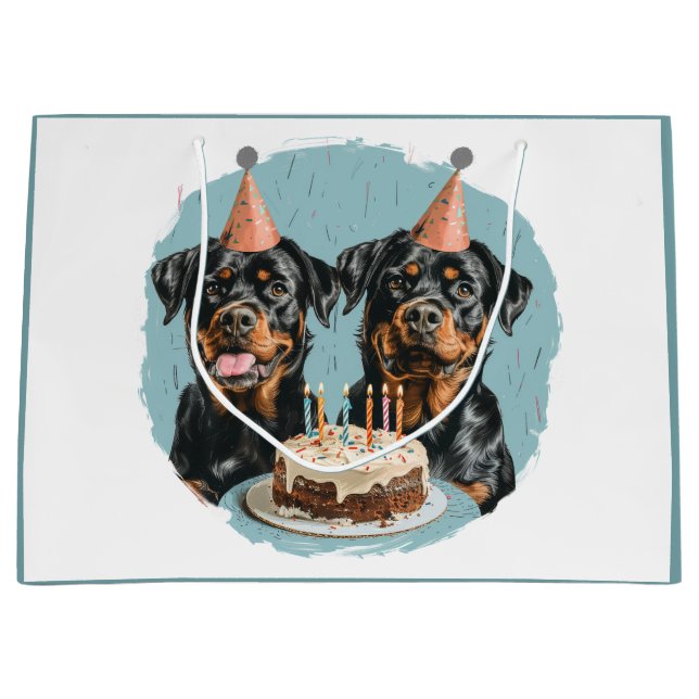 Bolsa De Regalo Grande Feliz cumpleaños Rottweiler Dogs (Anverso)