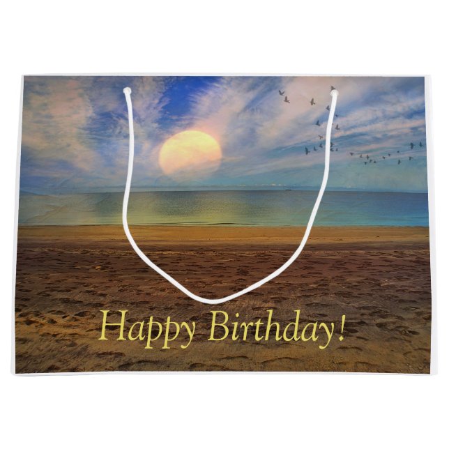 Bolsa De Regalo Grande Feliz cumpleaños Sunset Beach (Anverso)