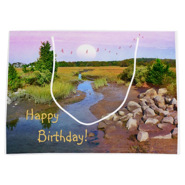 Bolsa De Regalo Grande Feliz cumpleaños Sunset Beach (Anverso)