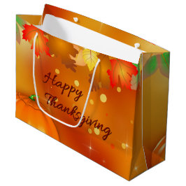 Bolsa De Regalo Grande Feliz Día de Acción de Gracias Coloridas hojas de 