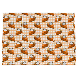 Bolsa De Regalo Grande Feliz Día de Acción de Gracias Pumpkin Pie Naranja