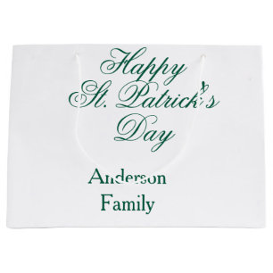 Bolsa De Regalo Grande Feliz día de San Patricio apellido verde minimalis