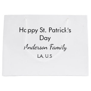 Bolsa De Regalo Grande Feliz día de San Patricio nombre familia lugar sim
