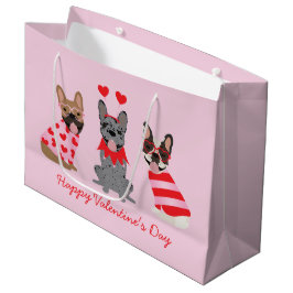 Bolsa De Regalo Grande Feliz Día de San Valentín Bulldoges franceses