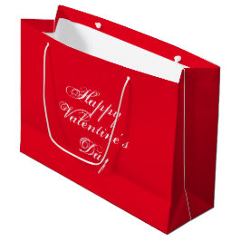 Bolsa De Regalo Grande Feliz Día de San Valentín elegante guión rojo blan