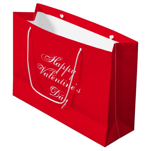 Bolsa De Regalo Grande Feliz Día de San Valentín elegante guión rojo blan (Angulo Anverso)