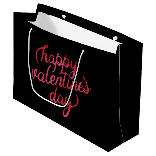 Bolsa De Regalo Grande Feliz Día de San Valentín Guión de Relieve metaliz (Angulo Anverso)
