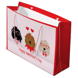 Bolsa De Regalo Grande Feliz Día de San Valentín Mini perros dorados