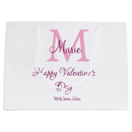 Bolsa De Regalo Grande Feliz día de San Valentín monograma nombre rosa am