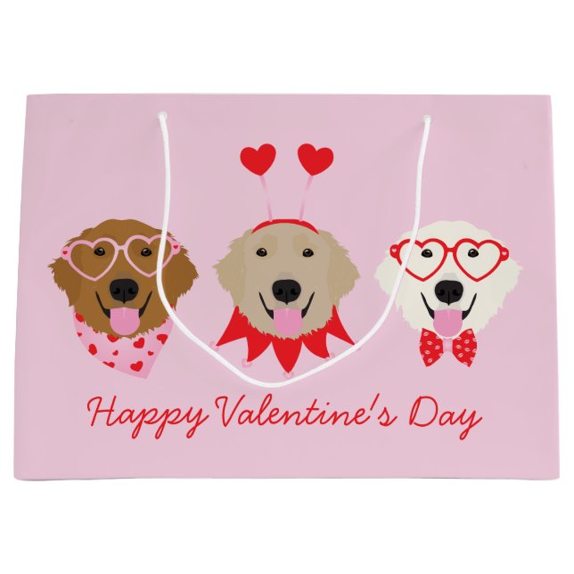 Bolsa De Regalo Grande Feliz Día de San Valentín Perros recuperadores de  (Anverso)