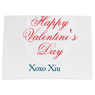 Bolsa De Regalo Grande Feliz día de San Valentín rojo azul xoxo amor nomb