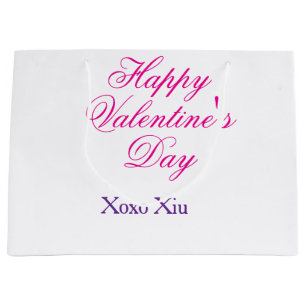 Bolsa De Regalo Grande Feliz día de San Valentín rosa morado xoxo amor no