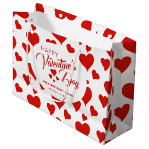 BOLSA DE REGALO GRANDE FELIZ DÍA DE VALENTINA PERSONALIZADO DE CORAZONES