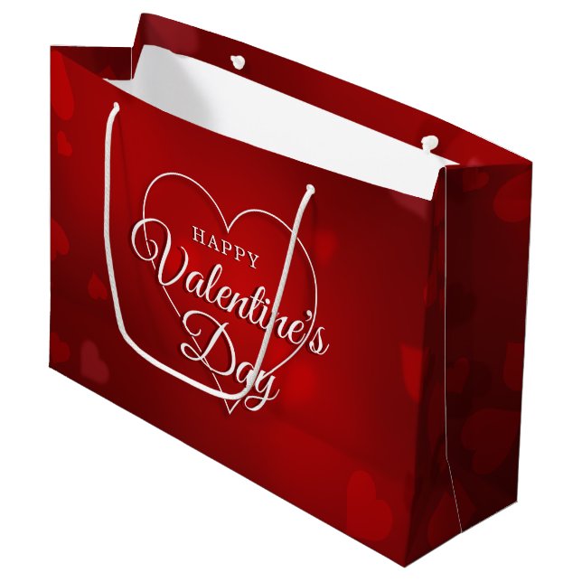 BOLSA DE REGALO GRANDE FELIZ DÍA DE VALENTINE GRAN CORAZÓN (Angulo Anverso)