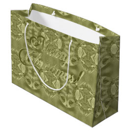 Bolsa De Regalo Grande Feliz Guión de Navidad Elegante Verde
