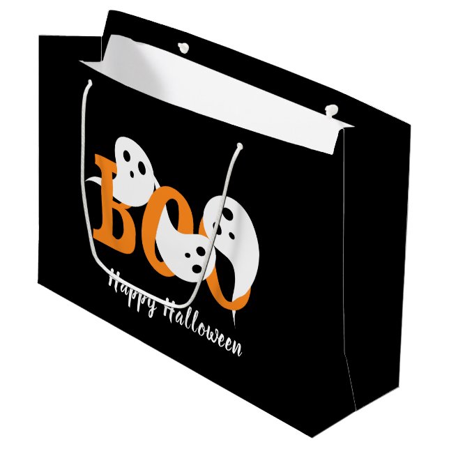 Bolsa De Regalo Grande Feliz Halloween Boo Fantasma Negro (Angulo Anverso)