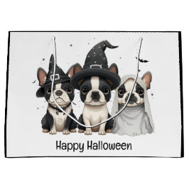 Bolsa De Regalo Grande Feliz Halloween Boston Terrier Dogs