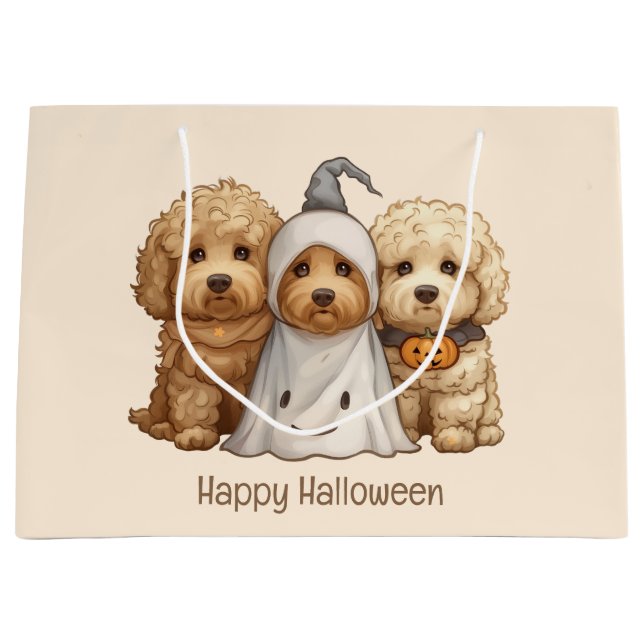 Bolsa De Regalo Grande Feliz Halloween Goldendoodle Dogs (Anverso)