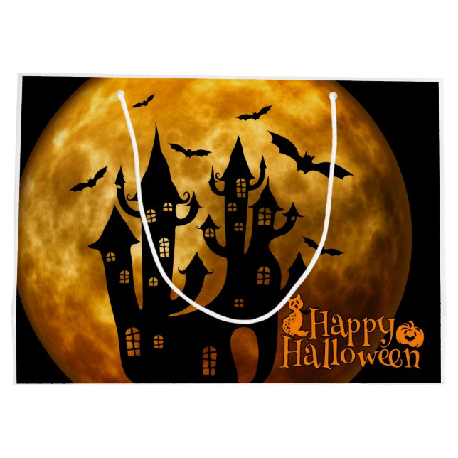 Bolsa De Regalo Grande Feliz Halloween (luna llena) (Reverso)