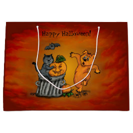 Bolsa De Regalo Grande ¡Feliz Halloween! Perro de gato y araña