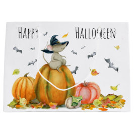 Bolsa De Regalo Grande Feliz Halloween Personalizado lindo Witch Mouse