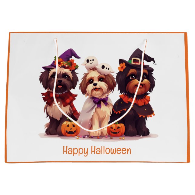 Bolsa De Regalo Grande Feliz Halloween Shih Tzu Dogs (Anverso)