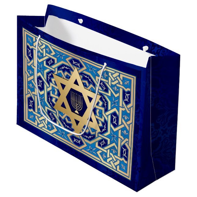 Bolsa De Regalo Grande Feliz Hanukkah / Feliz Chanukah (Angulo Anverso)