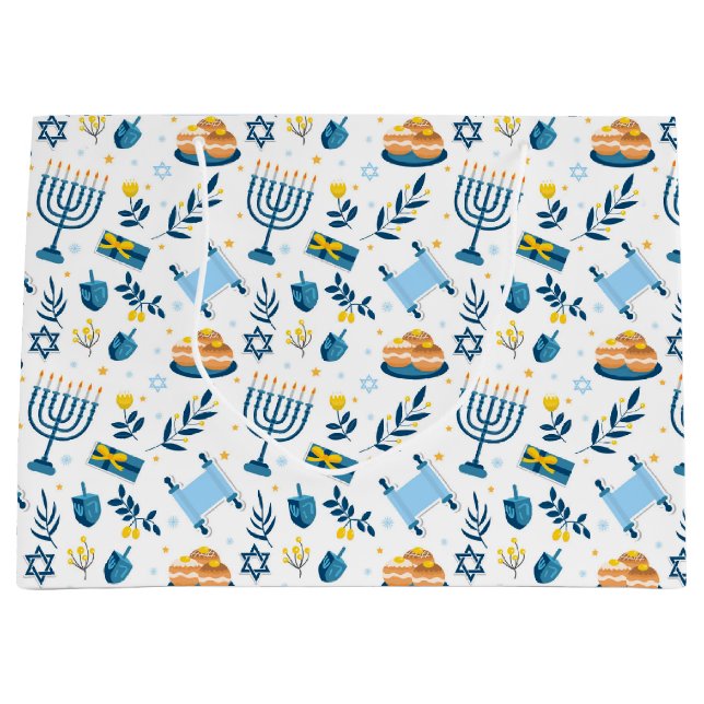 Bolsa De Regalo Grande Feliz Hanukkah Menorah Gift Bag (Anverso)