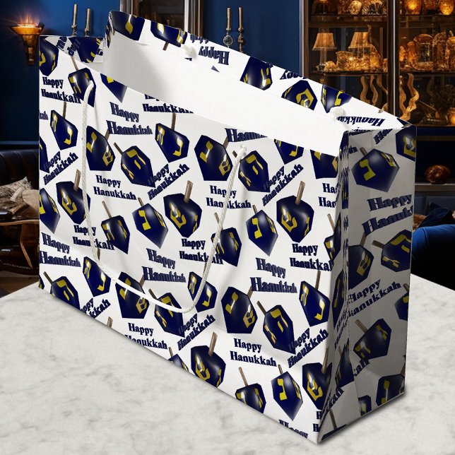 Bolsa De Regalo Grande Feliz Hanukkah Spinning Dreidel (Subido por el creador)
