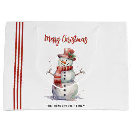Bolsa De Regalo Grande Feliz hombre de nieve Feliz Personalizado navideño